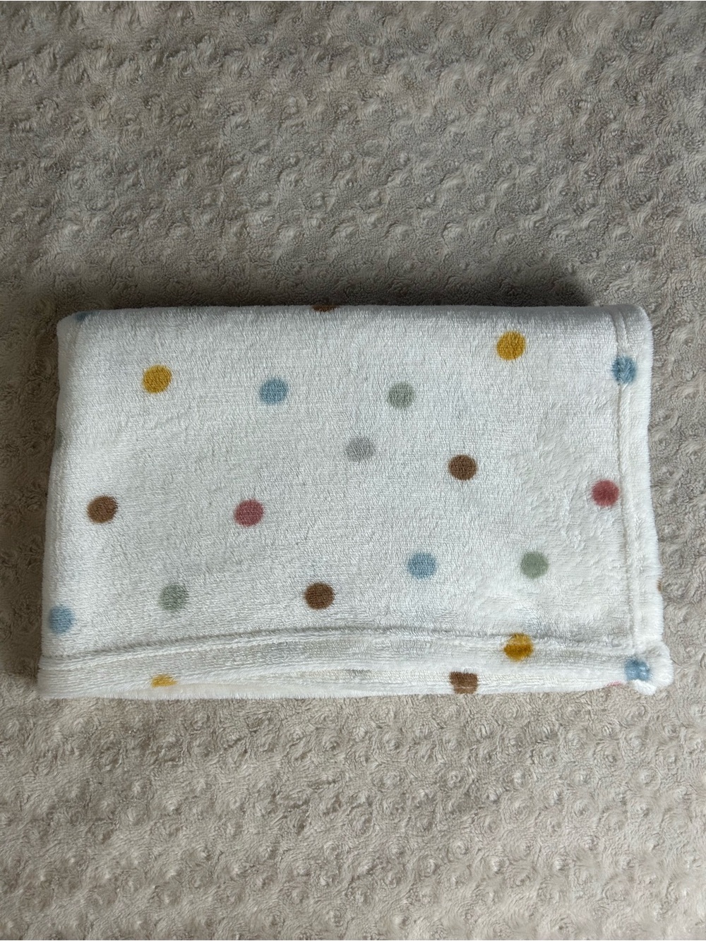 Parent's Choice Polka Dot Baby Blanket White Gray Blue Green Brown Neutral Plush